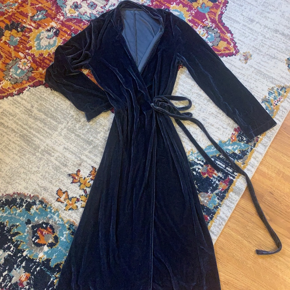Blue Velvet Wrap Dress